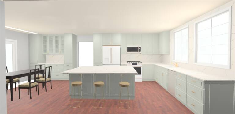 3d of kitchen design so homeowner can see the plans before they order and install